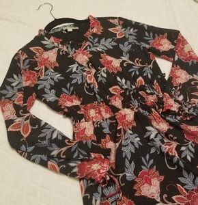 LOFT Floral Long-sleeve Short Dress